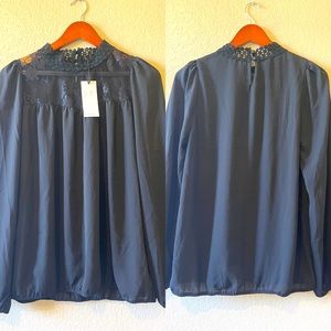 Lace cut round neck blouse